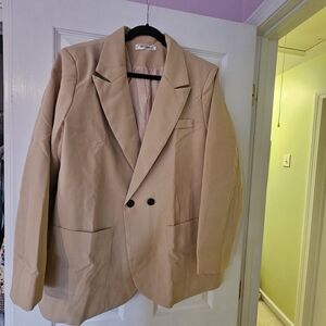 Tan Blazer with Double Buttons